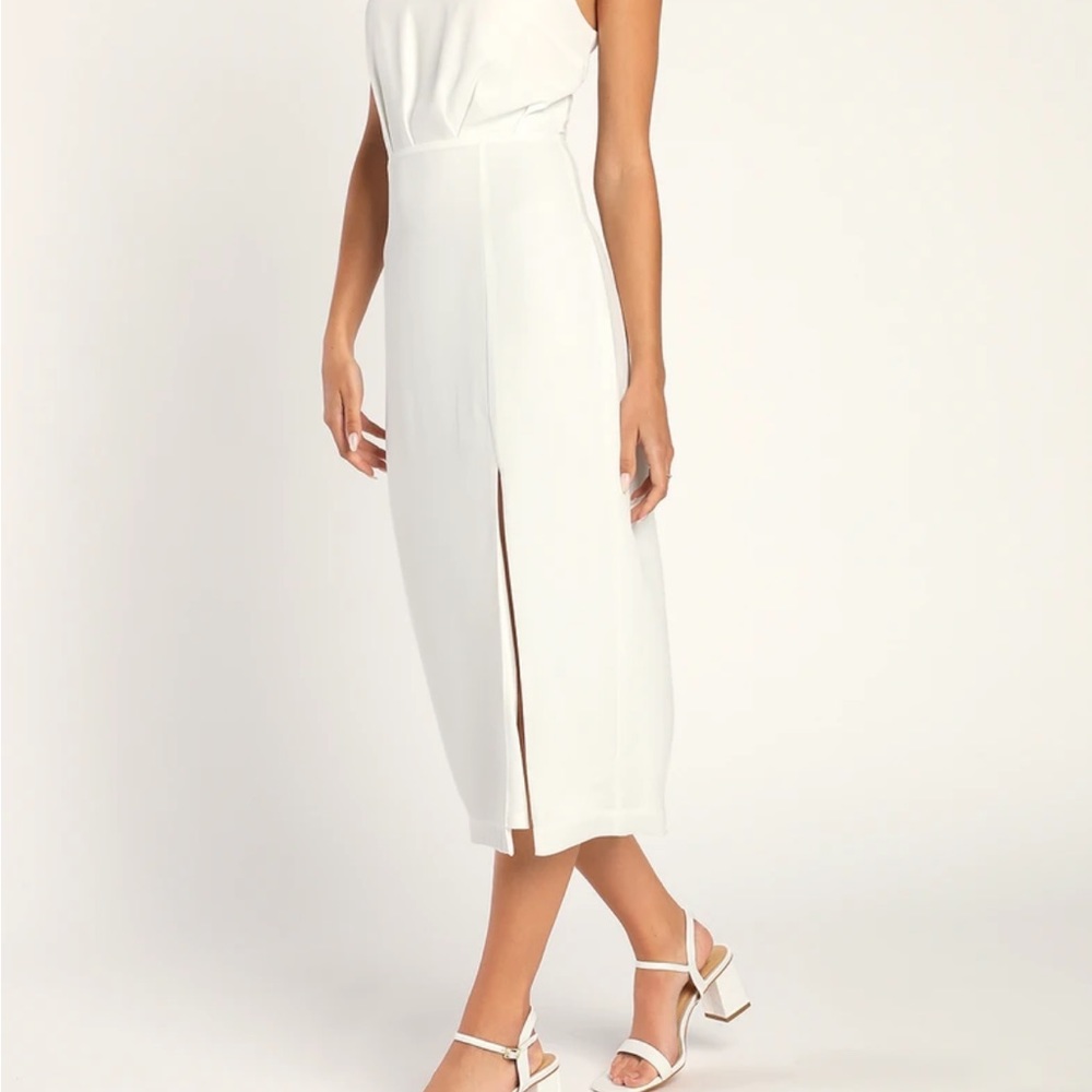 NWT lulus “Dreamy Date night white sleeveless midi dress”